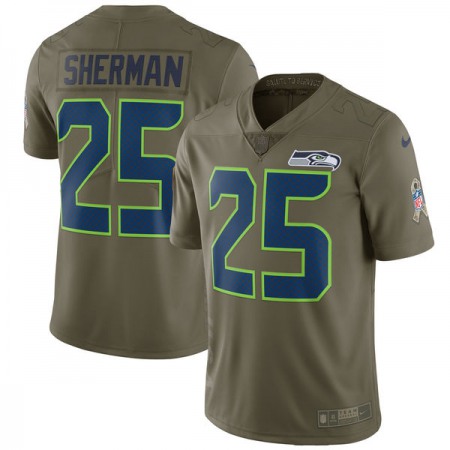 Youth Seattle Seahawks #25 Richard Sherman Olive Salute To Service Limited Stitched NFL Jersey