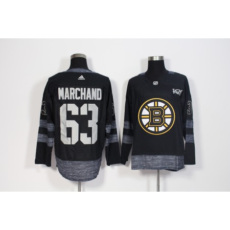 Men's Boston Bruins #63 Brad Marchand Black 1917-2017 100th Anniversary Stitched NHL Jersey