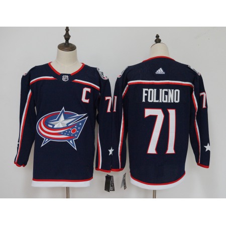 Men's Columbus Blue Jackets #71 Nick Foligno Navy Stitched NHL Jersey