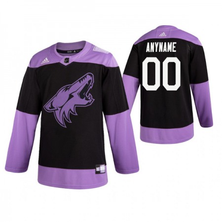 Men's Arizona Coyotes Black Hockey Fights Cancer Custom Practice NHL Stitched Jersey