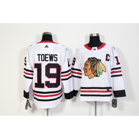 Men's Chicago Blackhawks #19 Jonathan Toews White Stitched NHL Jersey