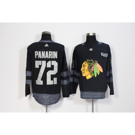 Men's Chicago Blackhawks #72 Artemi Panarin Black 1917-2017 100th Anniversary Stitched NHL Jersey