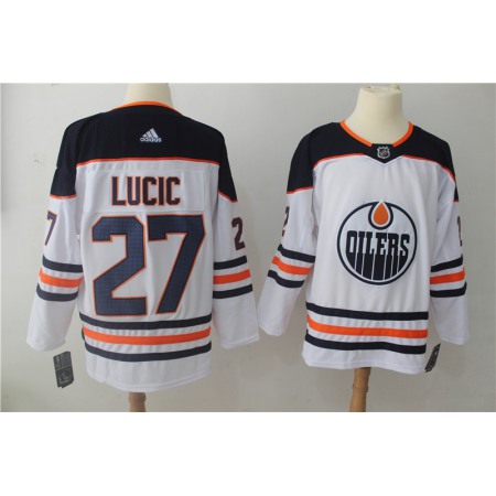 Men's Edmonton Oilers #27 Milan Lucic White Stitched NHL Jersey