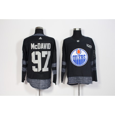 Men's Edmonton Oilers #97 Connor McDavid Black 1917-2017 100th Anniversary Stitched NHL Jersey