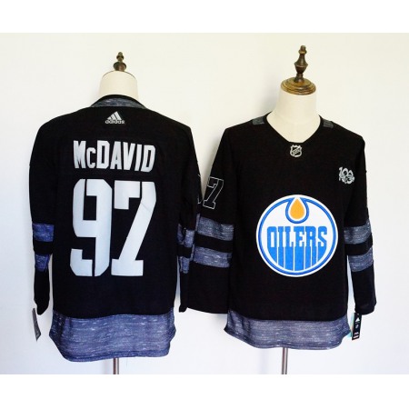 Men's Edmonton Oilers #97 Connor McDavid Black 1917-2017 100th Anniversary Stitched NHL Jersey