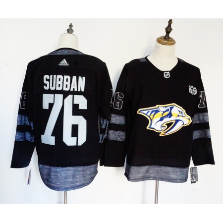 Men's Nashville Predators #76 PK Subban Black 1917-2017 100th Anniversary Stitched NHL Jersey