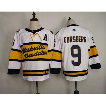 Men's Nashville Predators #9 Filip Forsberg White Stitched NHL Jersey