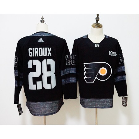 Men's Philadelphia Flyers #28 Claude Giroux Black 1917-2017 100th Anniversary Stitched NHL Jersey