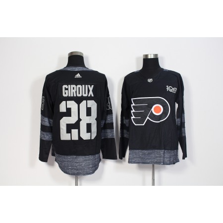 Men's Philadelphia Flyers #28 Claude Giroux Black 1917-2017 100th Anniversary Stitched NHL Jersey