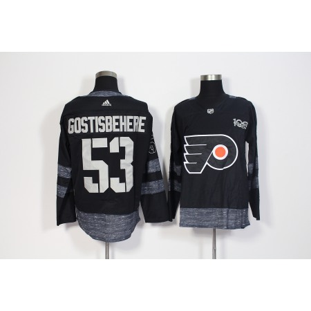 Men's Philadelphia Flyers #53 Shayne Gostisbehere Black 1917-2017 100th Anniversary Stitched NHL Jersey