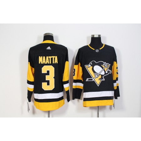 Men's Pittsburgh Penguins #3 Olli Maatta Black Stitched NHL Jersey