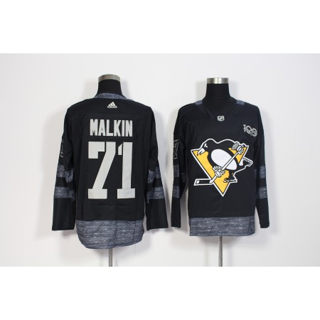 Men's Pittsburgh Penguins #71 Evgeni Malkin Black 1917-2017 100th Anniversary Stitched NHL Jersey