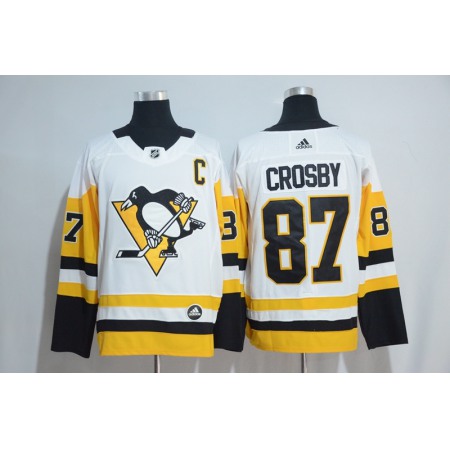 Men's Pittsburgh Penguins #87 Sidney Crosby White Road Authentic Stitched NHL Jersey