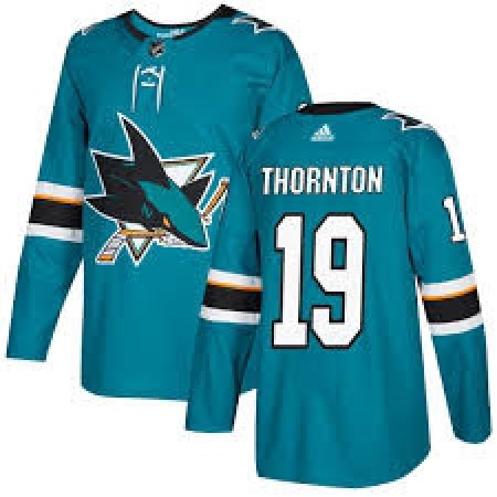 Men's San Jose Sharks #19 Joe Thornton Teal Stitched NHL Jersey