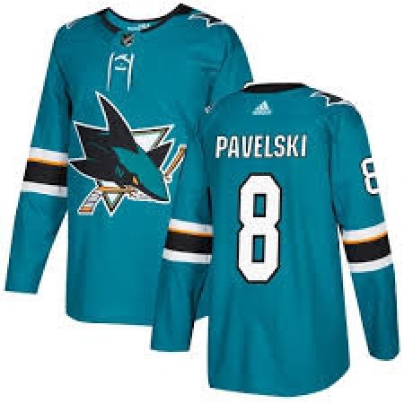 Men's San Jose Sharks #8 Joe Pavelski Teal Stitched NHL Jersey