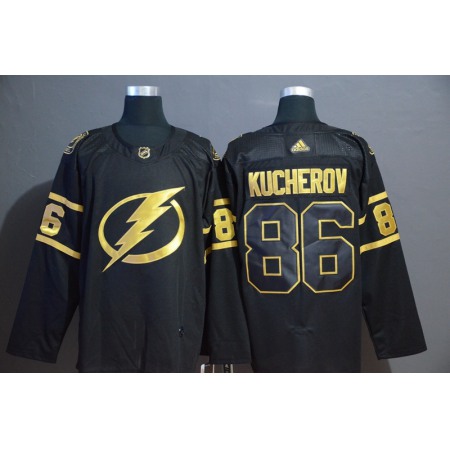 Men's Tampa Bay Lightning #86 Nikita Kucherov Black Golden Stitched NHL Jersey