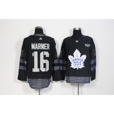 Men's Toronto Maple Leafs #16 Marner Black 1917-2017 100th Anniversary Stitched NHL Jersey