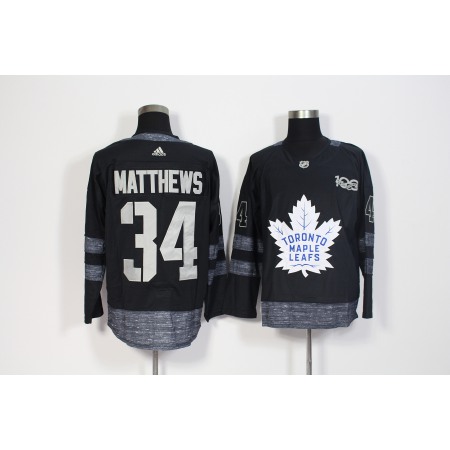 Men's Toronto Maple Leafs #34 Auston Matthews Black 1917-2017 100th Anniversary Stitched NHL Jersey