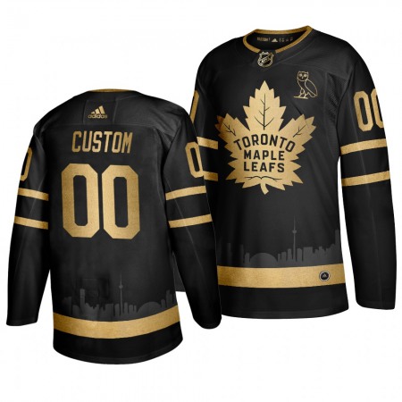 Men's Toronto Maple Leafs Personalized Black Golden Stitched NHL Jersey