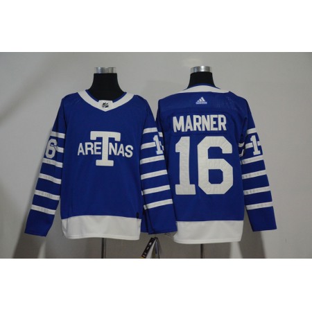 Men's Toronto Maple Leafs #16 Marner Blue 1918 Arenas Throwback Stitched NHL Jersey