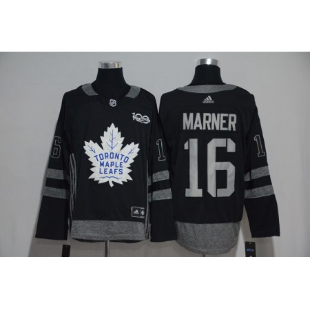 Toronto Maple Leafs #16 Marner Black Men's 1917-2017 100th Anniversary Stitched NHL Jersey