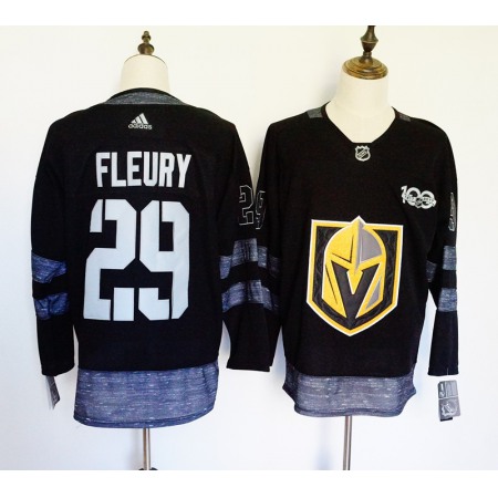Men's Vegas Golden Knights #29 Marc-Andre Fleury Black 1917-2017 100th Anniversary Stitched NHL Jersey