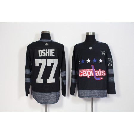 Men's Washington Capitals #77 T.J Oshie Black 1917-2017 100th Anniversary Stitched NHL Jersey