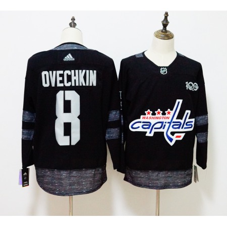 Men's Washington Capitals #8 Alexander Ovechkin Black 1917-2017 100th Anniversary Jersey