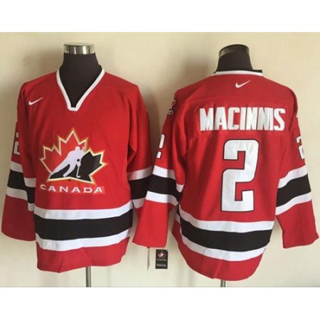 Team CA. #2 Al MacInnis Red/Black 2002 Olympic Throwback Stitched NHL Jersey