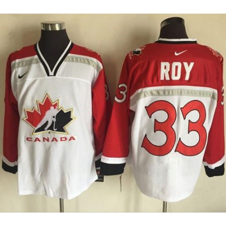 Team CA. #33 Patrick Roy White/Red Throwback Stitched NHL Jersey