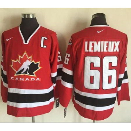 Team CA. #66 Mario Lemieux Red/Black 2002 Olympic Throwback Stitched NHL Jersey