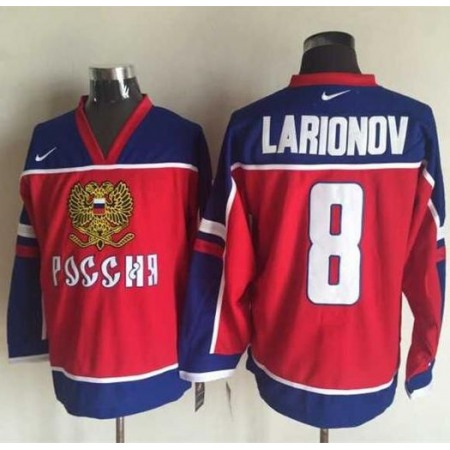 Canucks #8 Igor Larionov Red/Blue Stitched NHL Jersey