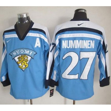Jets #27 Teppo Numminen Light Blue Throwback Stitched NHL Jersey