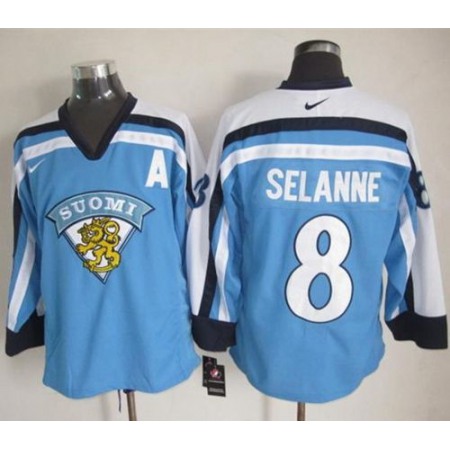Jets #8 Teemu Selanne Light Blue Throwback Stitched NHL Jersey