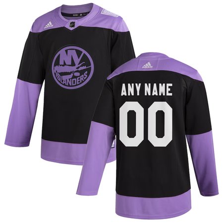 Men's New York Islanders Black Hockey Fights Cancer Custom Practice NHL Jersey