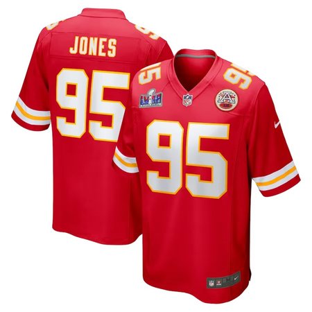 Men's Kansas City Chiefs #95 Chris Jones Red Super Bowl LVIII Game Jersey