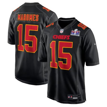 Men's Kansas City Chiefs #15 Patrick Mahomes Black Super Bowl LVIII Carbon Fashion Game Player Jersey
