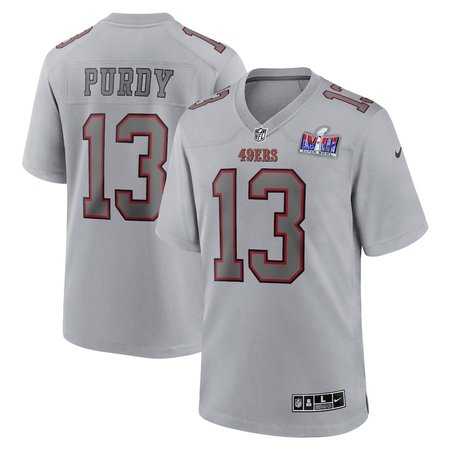 Men's San Francisco 49ers #13 Brock Purdy Gray Super Bowl LVIII Atmosphere Fashion Game Jersey