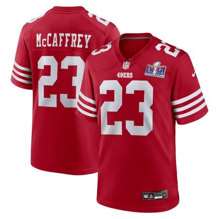 Men's San Francisco 49ers #23 Christian McCaffrey Scarlet Super Bowl LVIII Game Jersey