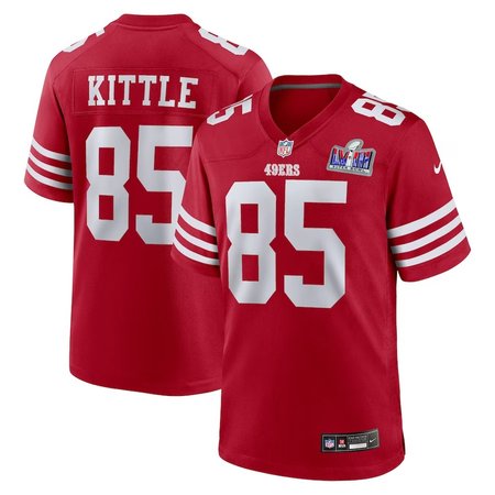 Men's San Francisco 49ers #85 George Kittle Scarlet Super Bowl LVIII Game Jersey