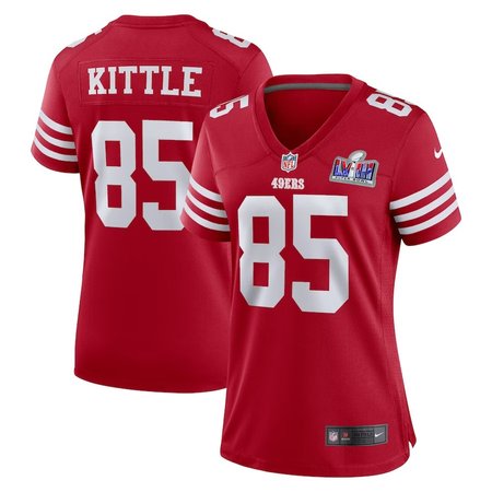 Women's San Francisco 49ers #85 George Kittle Scarlet Super Bowl LVIII Game Jersey
