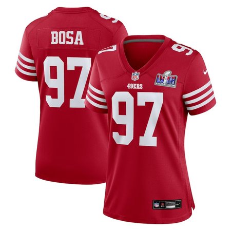 Women's San Francisco 49ers #97 Nick Bosa Scarlet Super Bowl LVIII Game Jersey