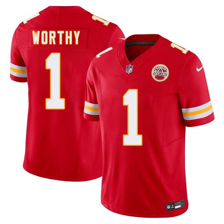 Men's Kansas City Chiefs #1 Xavier Worthy Red 2024 NFL Draft First Round Pick Player F.U.S.E. Vapor Untouchable Limited Stitched Football Jersey