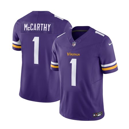 Men's Minnesota Vikings J.J. McCarthy Purple 2024 NFL Draft First Round Pick Player F.U.S.E. Vapor Untouchable Limited Stitched Football Jersey