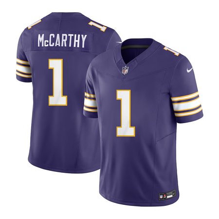 Men's Minnesota Vikings J.J. McCarthy Purple 2nd Alternate 2024 NFL Draft First Round Pick Player F.U.S.E. Vapor Untouchable Limited Stitched Football Jersey
