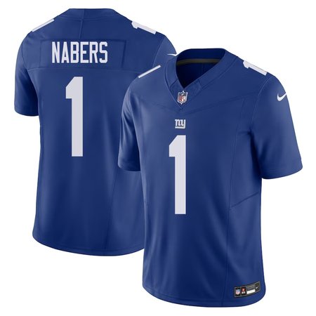 Men's New York Giants #1 Malik Nabers Royal 2024 NFL Draft First Round Pick Player F.U.S.E. Vapor Untouchable Limited Stitched Football Jersey